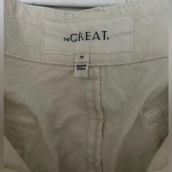 THE GREAT. Frayed Ranger Raw Hem Cropped Pant Cream 29 - Picture 6 of 8